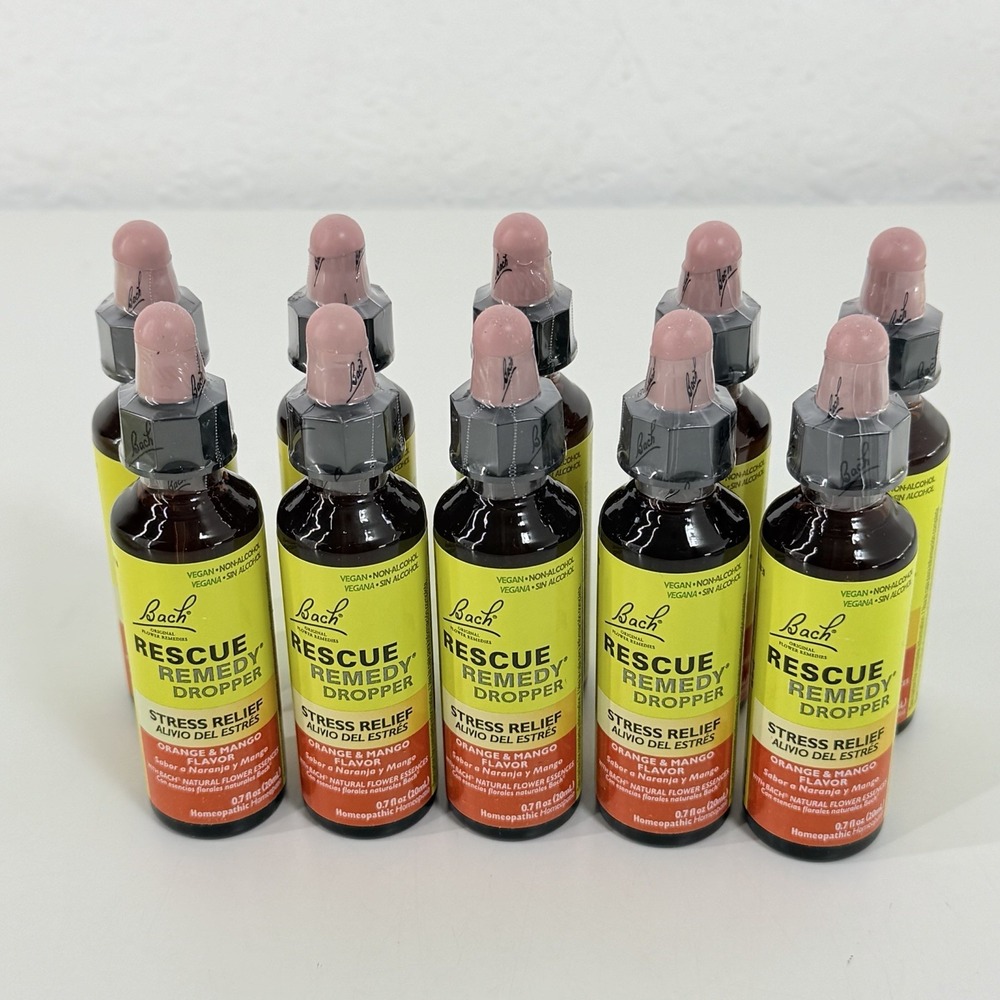 10-PACK Bottle Bach RESCUE REMEDY 0.7 floz EA Dropper Orange Mango SEALED No Box